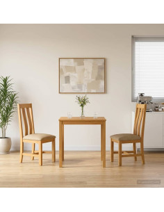 Set da pranzo 3 pz Beige Legno di Quercia Massello