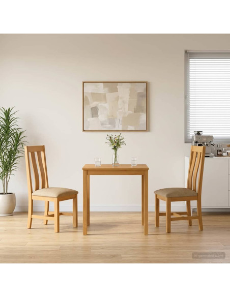 Set da pranzo 3 pz Beige Legno di Quercia Massello