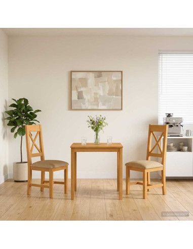 Set da pranzo 3 pz Beige Legno di Quercia Massello