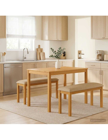 Set da pranzo 3 pz Beige Legno di Quercia Massello
