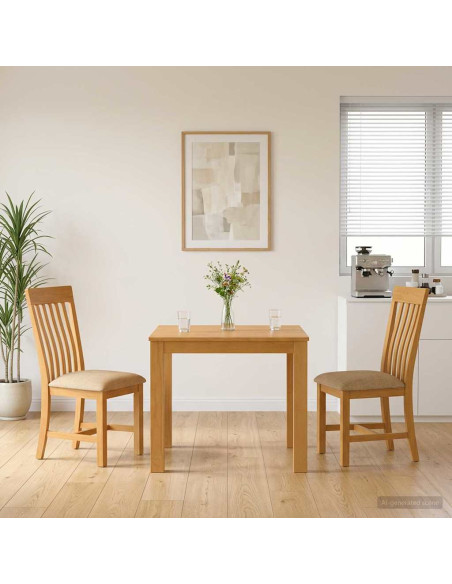 Set da pranzo 3 pz Beige Legno di Quercia Massello