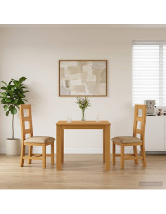 Set da pranzo 3 pz Beige Legno di Quercia Massello