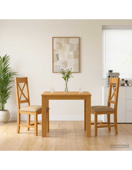 Set da pranzo 3 pz Beige Legno di Quercia Massello