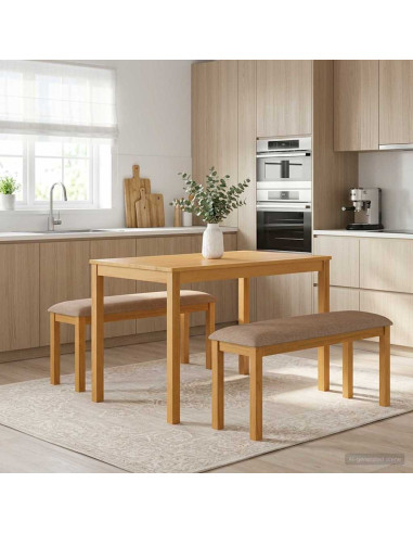 Set da pranzo 3 pz Grigio Legno di Quercia Massello