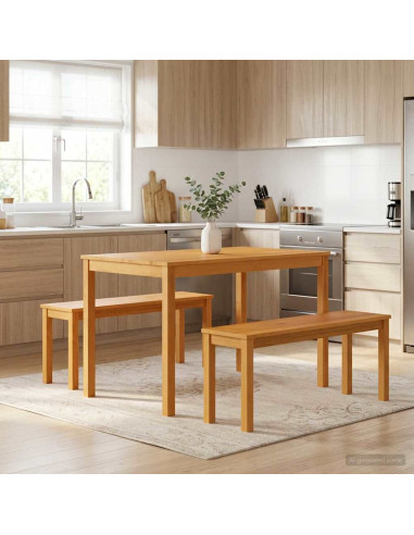 Set da pranzo 3 pz Naturale Legno di Quercia Massello
