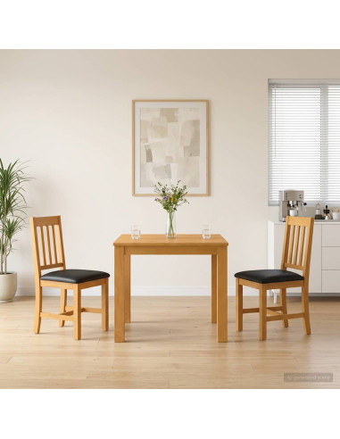 Set da pranzo 3 pz Nero Legno di Quercia Massello