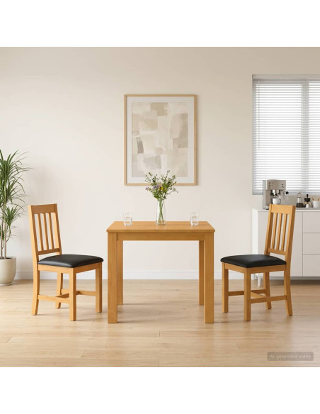 Set da pranzo 3 pz Nero Legno di Quercia Massello