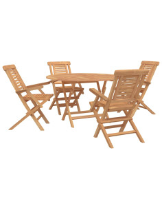 Set da Giardino 5 pz Marrone Legno di teak solido 2