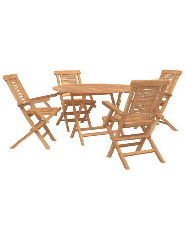 Set da Giardino 5 pz Marrone Legno di teak solido