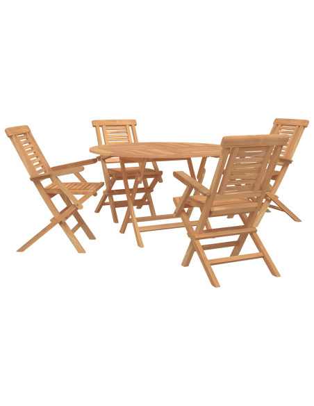 Set da Giardino 5 pz Marrone Legno di teak solido