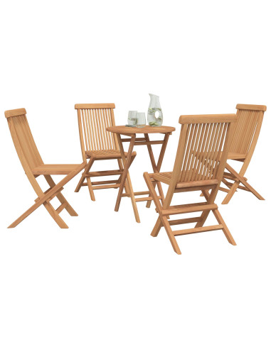 Set da Giardino 5 pz Marrone Legno Teak Massello