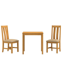 Set da pranzo 3 pz Beige Legno di Quercia Massello 2
