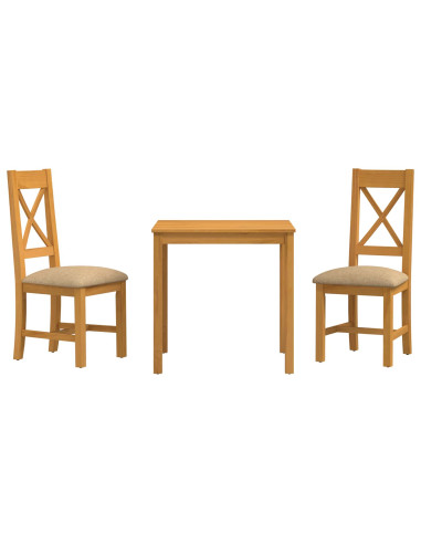 Set da pranzo 3 pz Beige Legno di Quercia Massello