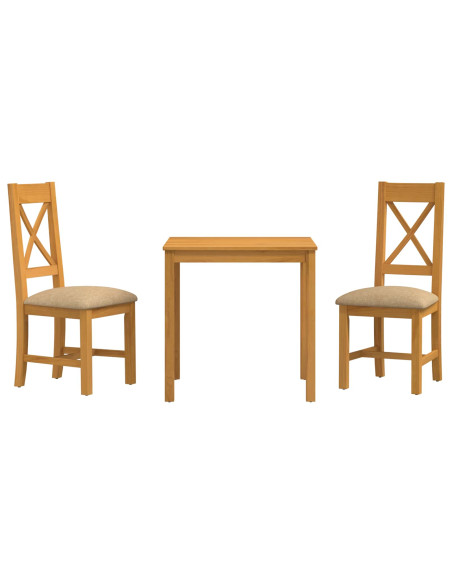 Set da pranzo 3 pz Beige Legno di Quercia Massello