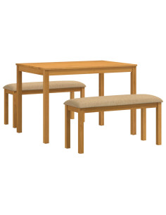 Set da pranzo 3 pz Beige Legno di Quercia Massello 2