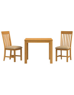 Set da pranzo 3 pz Beige Legno di Quercia Massello 2