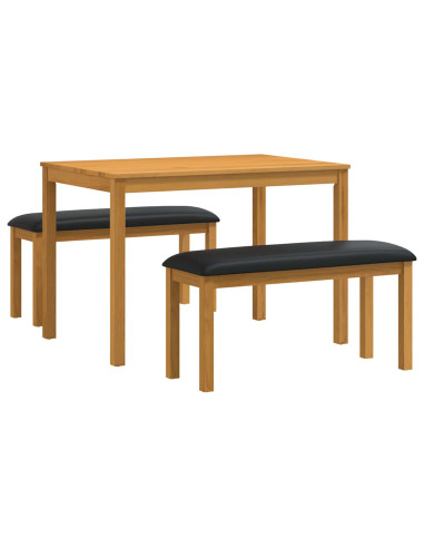 Set da pranzo 3 pz Nero Legno di Quercia Massello