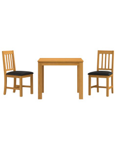 Set da pranzo 3 pz Nero Legno di Quercia Massello 2