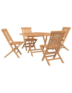 Set da Giardino 5 pz Marrone Legno di teak solido 2