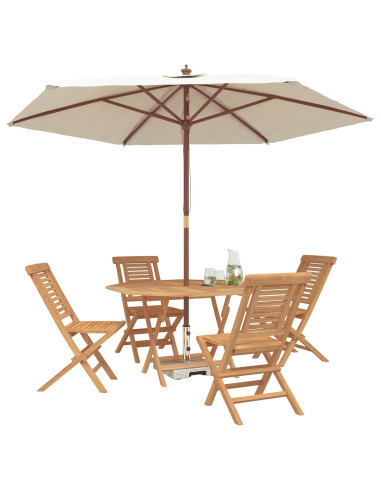 Set da Giardino 5 pz Marrone Legno di teak solido
