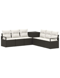 Set di divani 7 pz Nero e Bianco Crema 2