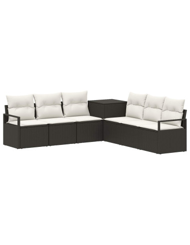 Set di divani 7 pz Nero e Bianco Crema