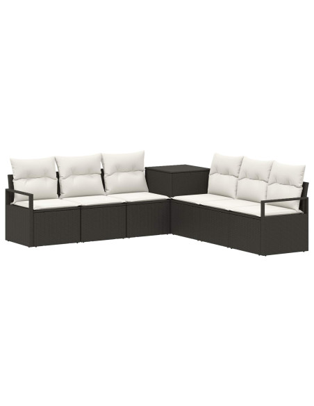 Set di divani 7 pz Nero e Bianco Crema