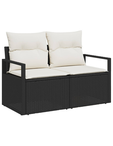 Set di divani 7 pz Nero e Bianco Crema