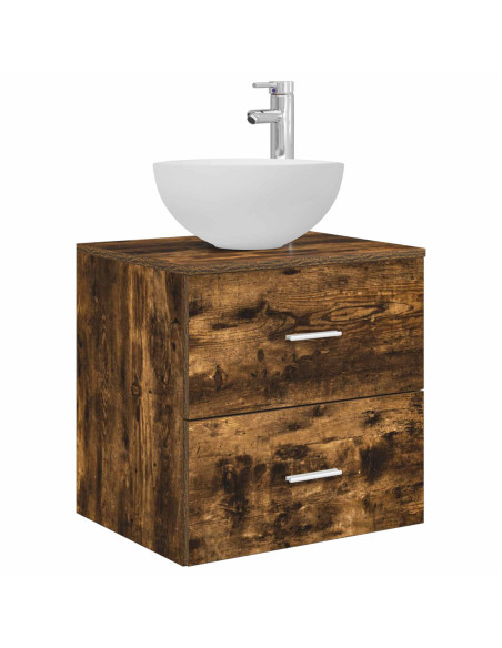 Set di Armadi da Bagno 3 pz Rovere Fumo 49,5 x 41 x 64,5 cm