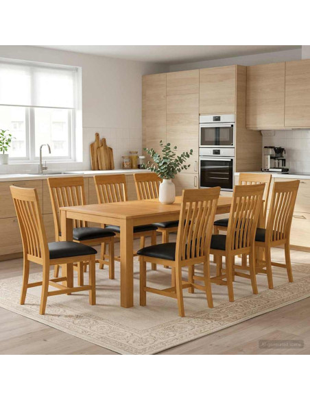 Set da pranzo 9 pz Nero Legno di Quercia Massello