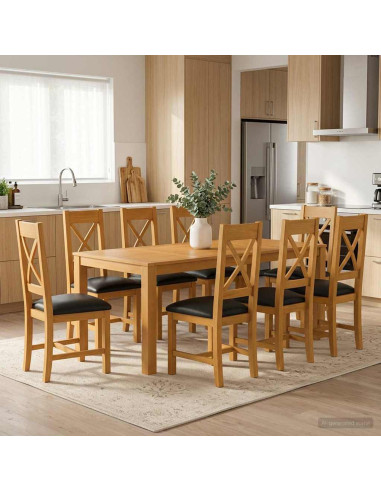 Set da pranzo 9 pz Nero Legno di Quercia Massello