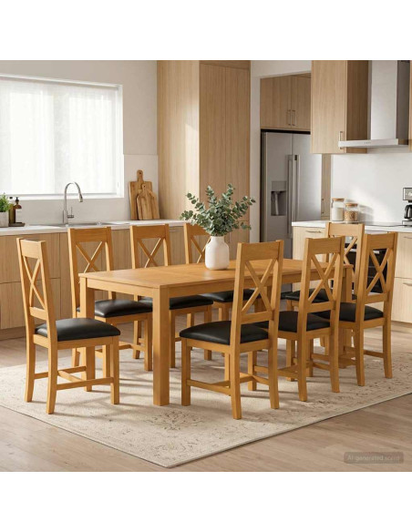 Set da pranzo 9 pz Nero Legno di Quercia Massello