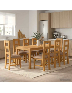 Set da pranzo 9 pz Grigio Legno di Quercia Massello