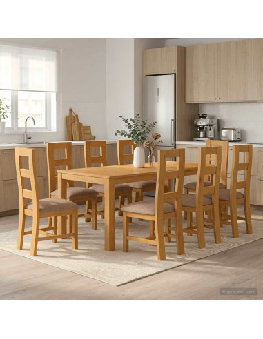 Set da pranzo 9 pz Grigio Legno di Quercia Massello