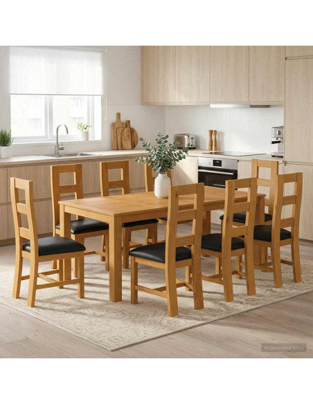 Set da pranzo 9 pz Nero Legno di Quercia Massello