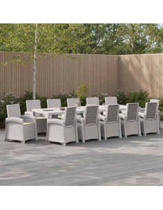 Set da Pranzo per Giardino 14 pz Bianco e Crema PP
