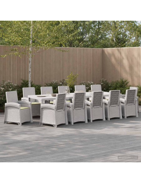 Set da Pranzo per Giardino 14 pz Bianco e Crema PP