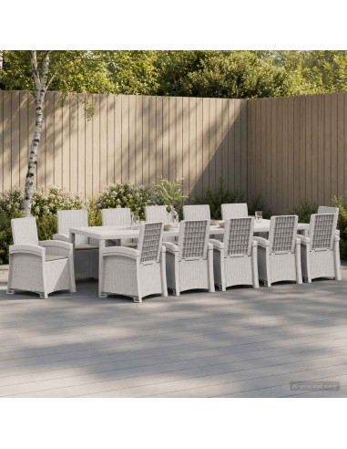 Set da Pranzo per Giardino 14 pz Bianco e Grigio Chiaro PP