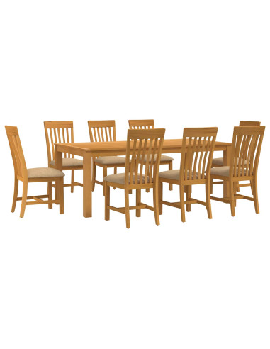 Set da pranzo 9 pz Beige Legno di Quercia Massello