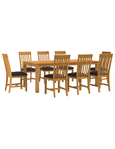 Set da pranzo 9 pz Nero Legno di Quercia Massello
