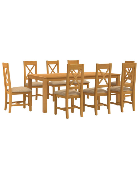 Set da pranzo 9 pz Beige Legno di Quercia Massello
