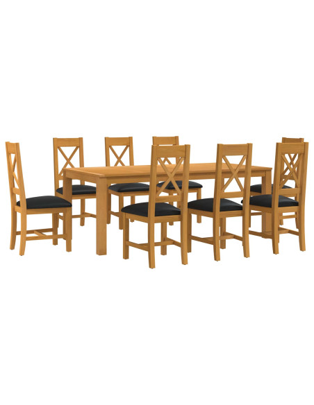 Set da pranzo 9 pz Nero Legno di Quercia Massello