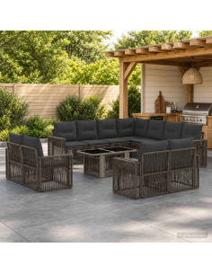 Set Divano da Giardino 12 pz Grigio e Grigio Scuro polyrattan