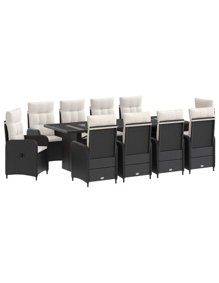 Set da pranzo per esterni 11 pz Nero e Bianco Crema polyrattan
