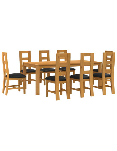 Set da pranzo 9 pz Nero Legno di Quercia Massello