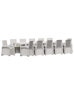 Set da Pranzo per Giardino 14 pz Bianco e Crema PP 2