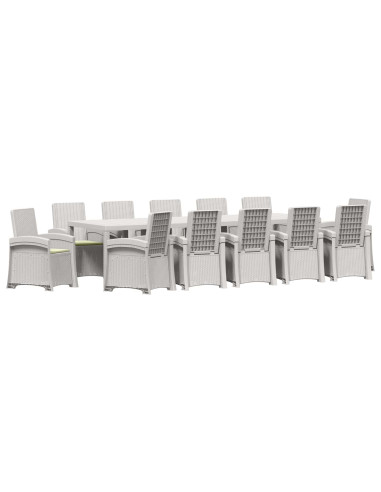 Set da Pranzo per Giardino 14 pz Bianco e Crema PP