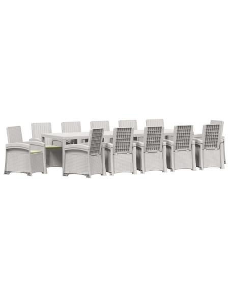 Set da Pranzo per Giardino 14 pz Bianco e Crema PP