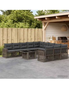 Set Divano da Giardino 12 pz Grigio e Grigio Scuro polyrattan
