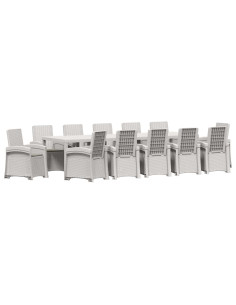 Set da Pranzo per Giardino 14 pz Bianco e Grigio Chiaro PP 2